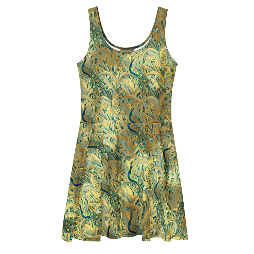 Peacock Verdure on Skater Dress — Front