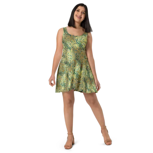 Peacock Verdure on a Skater Dress