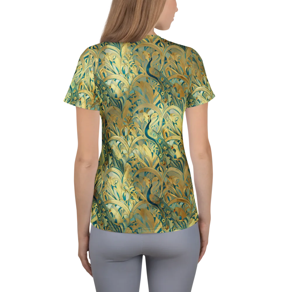 Peacock Verdure on Women's Athletic T-Shirt — Back
