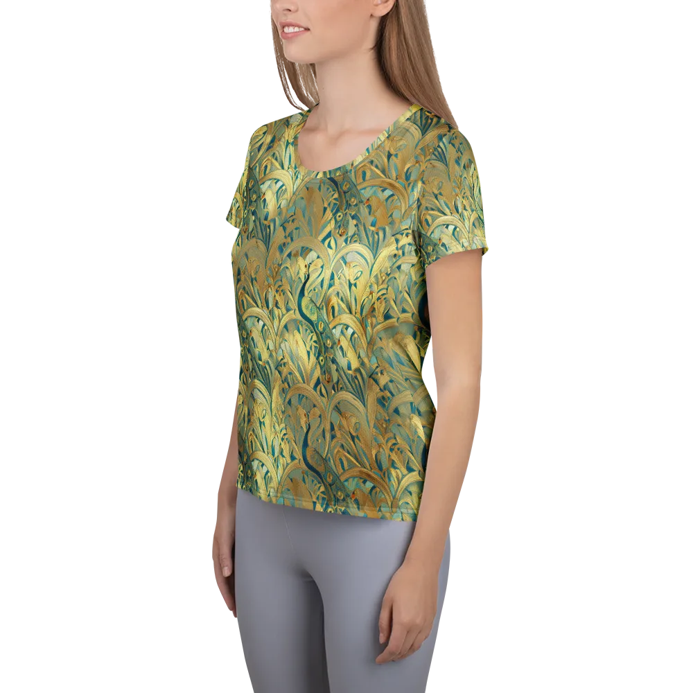 Peacock Verdure on Women's Athletic T-Shirt — Left
