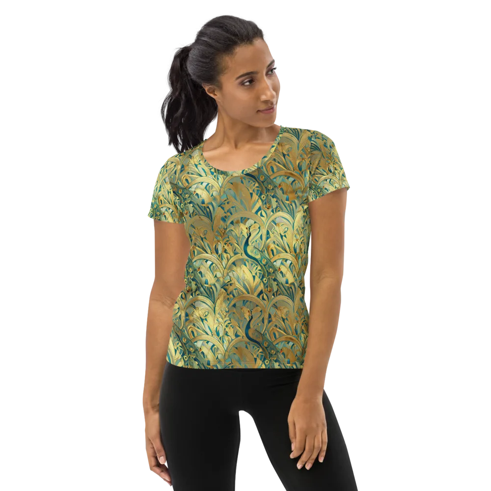 Peacock Verdure on Women's Athletic T-Shirt — Front