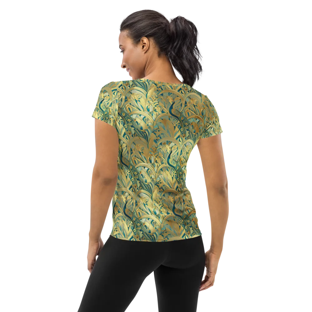 Peacock Verdure on Women's Athletic T-Shirt — Back