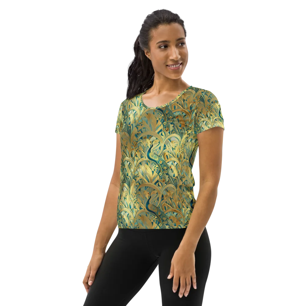 Peacock Verdure on Women's Athletic T-Shirt — Left