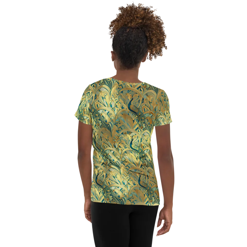 Peacock Verdure on Women's Athletic T-Shirt — Back