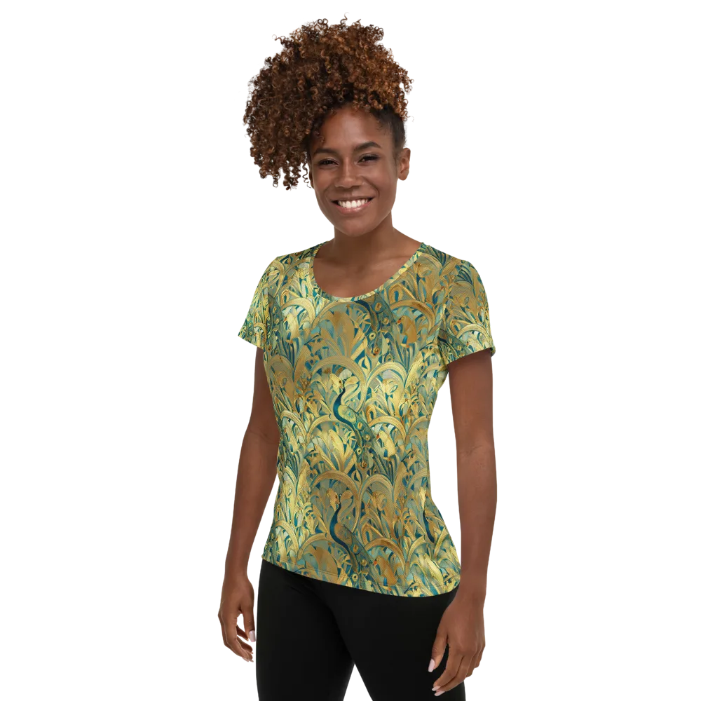 Peacock Verdure on Women's Athletic T-Shirt — Left