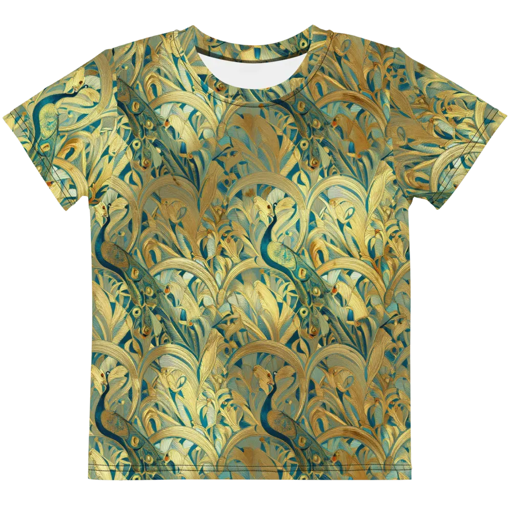 Peacock Verdure on Kids Crew Neck T-Shirt — Front