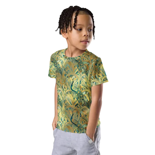 Peacock Verdure on a Kids Crew Neck T-Shirt