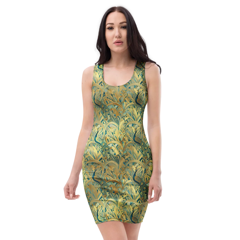 Peacock Verdure on Bodycon Dress — Front
