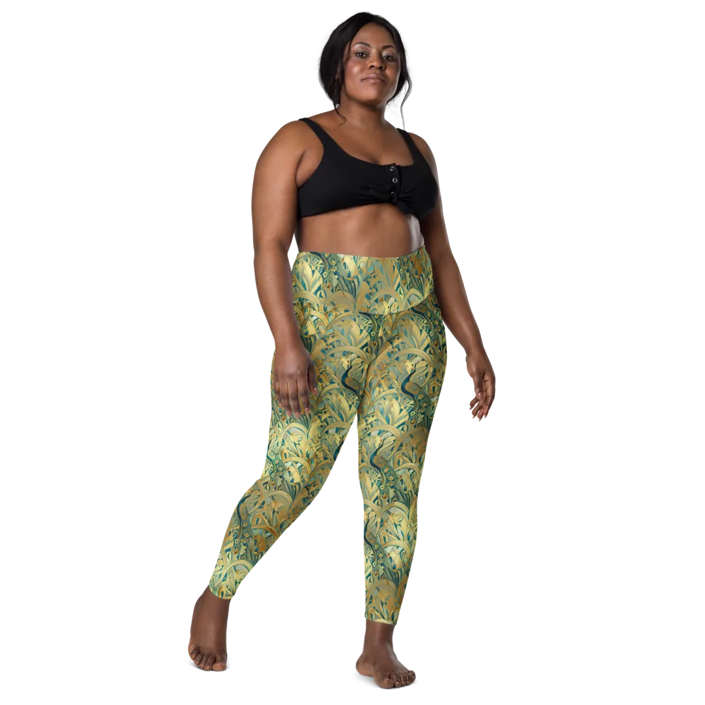Peacock Verdure on Leggings with Pockets — Front