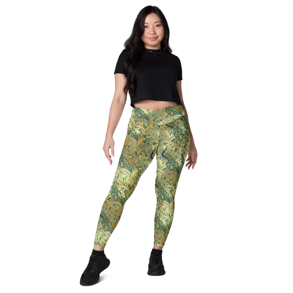 Peacock Verdure on Leggings with Pockets — Front