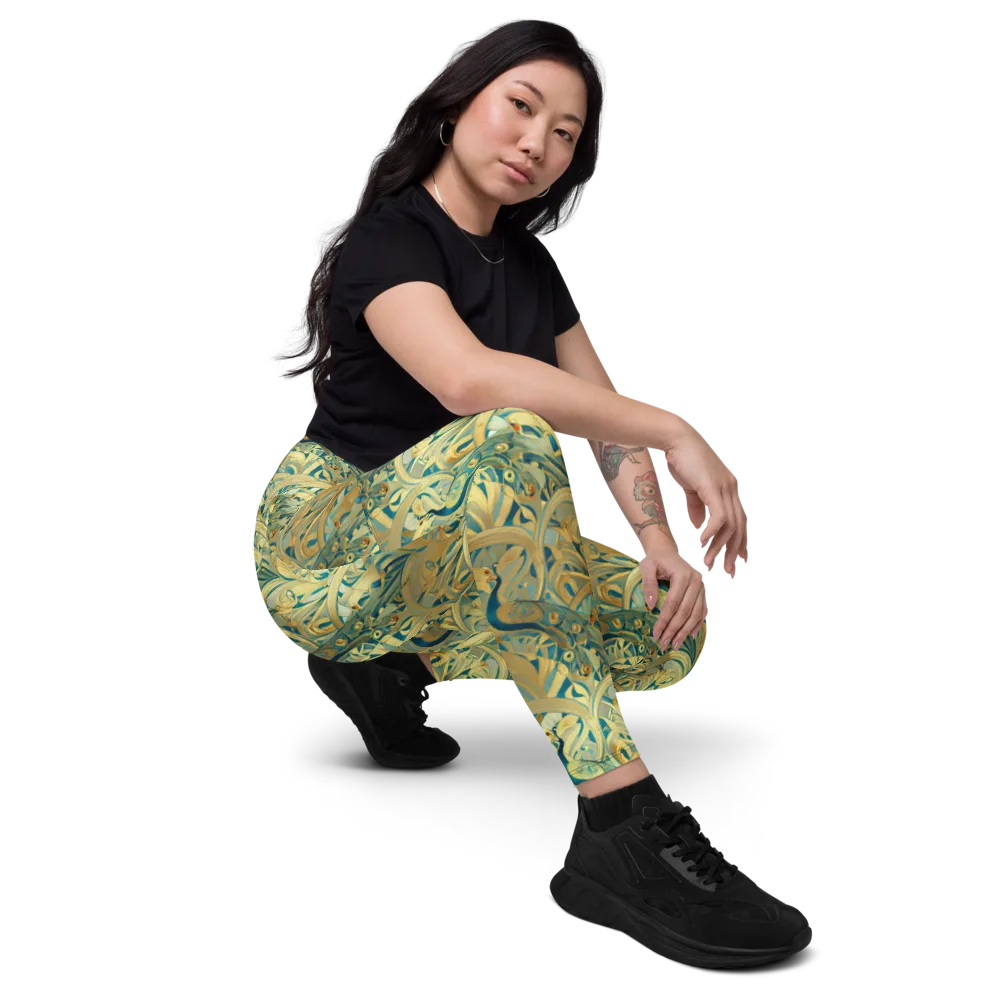 Peacock Verdure on Leggings with Pockets — Right Front
