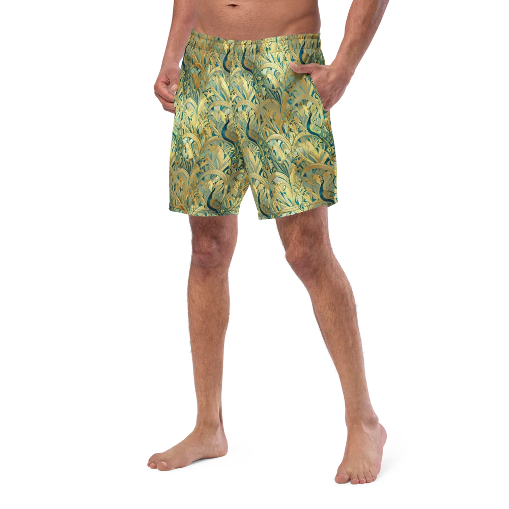 Peacock Verdure on Swim Trunks — Left Front