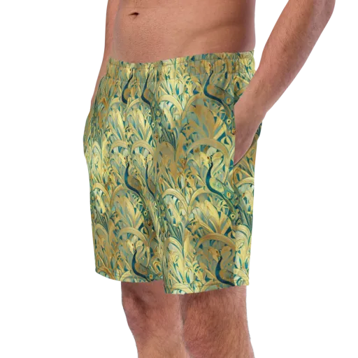 Peacock Verdure on a Swim Trunks