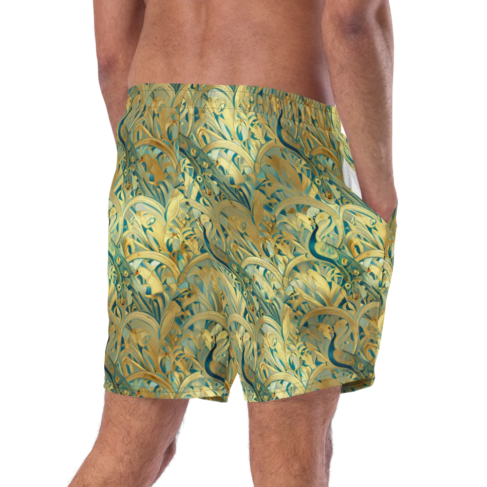 Peacock Verdure on Swim Trunks — Right Back