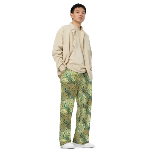 Peacock Verdure on a Wide-Leg Pants