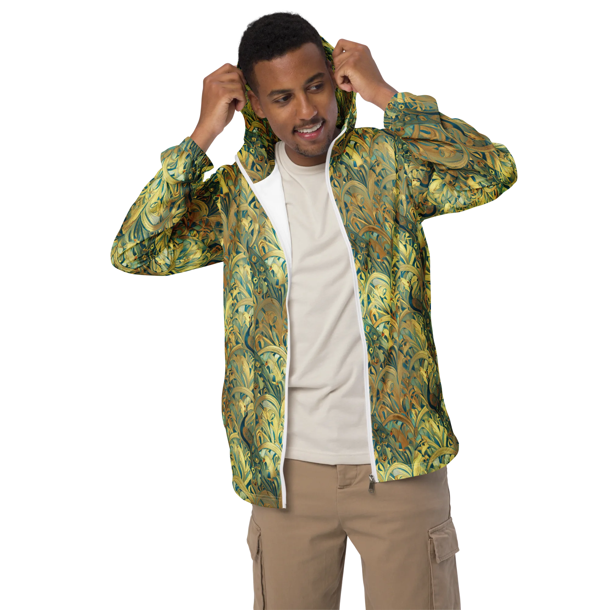 Peacock Verdure on Men's Windbreaker — Front