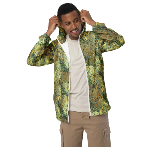 Peacock Verdure on a Men's Windbreaker
