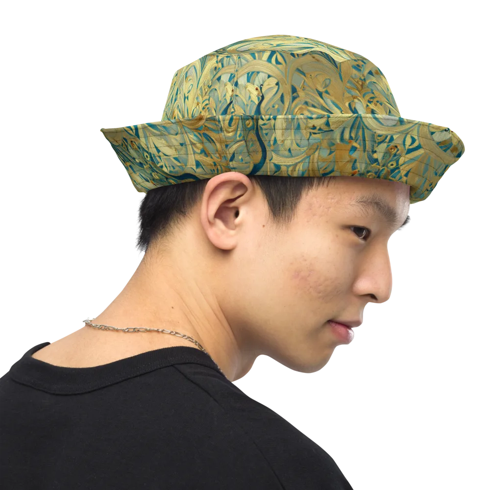 Peacock Verdure on Reversible Bucket Hat — Right Outside
