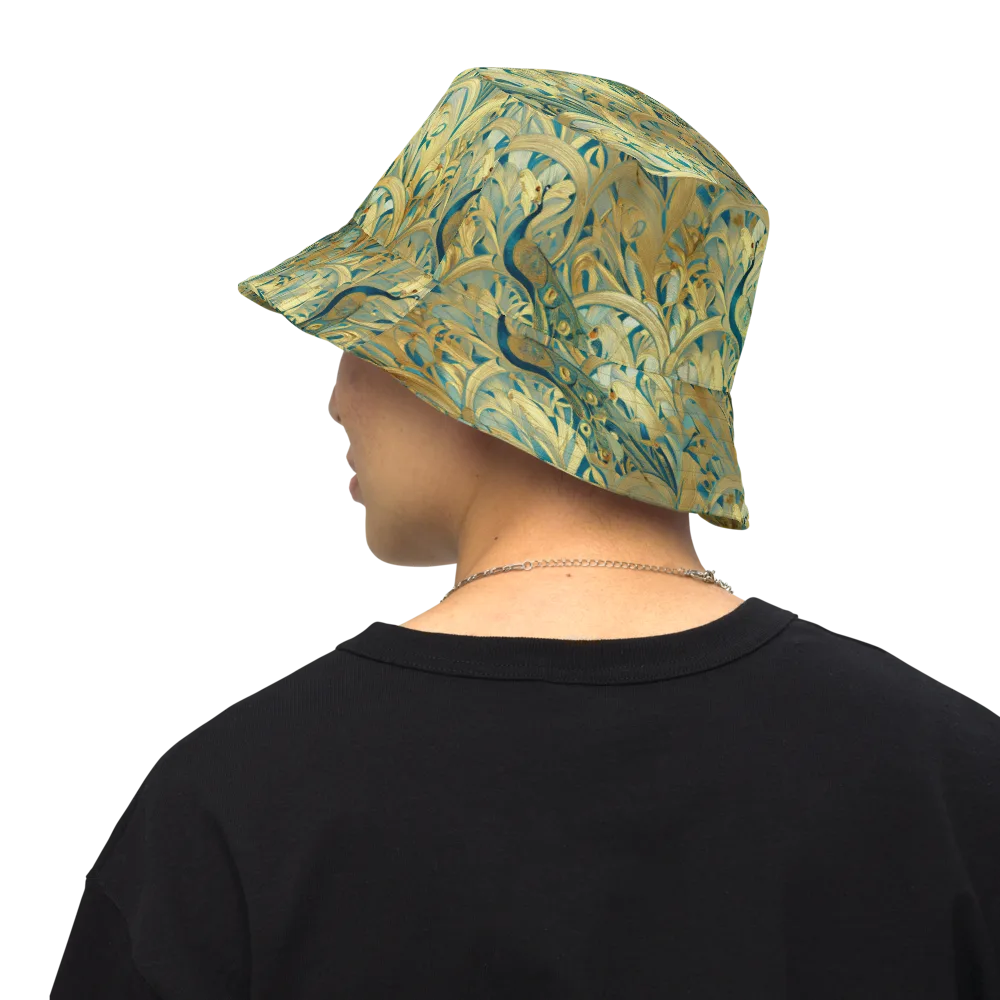 Peacock Verdure on Reversible Bucket Hat — Back Inside