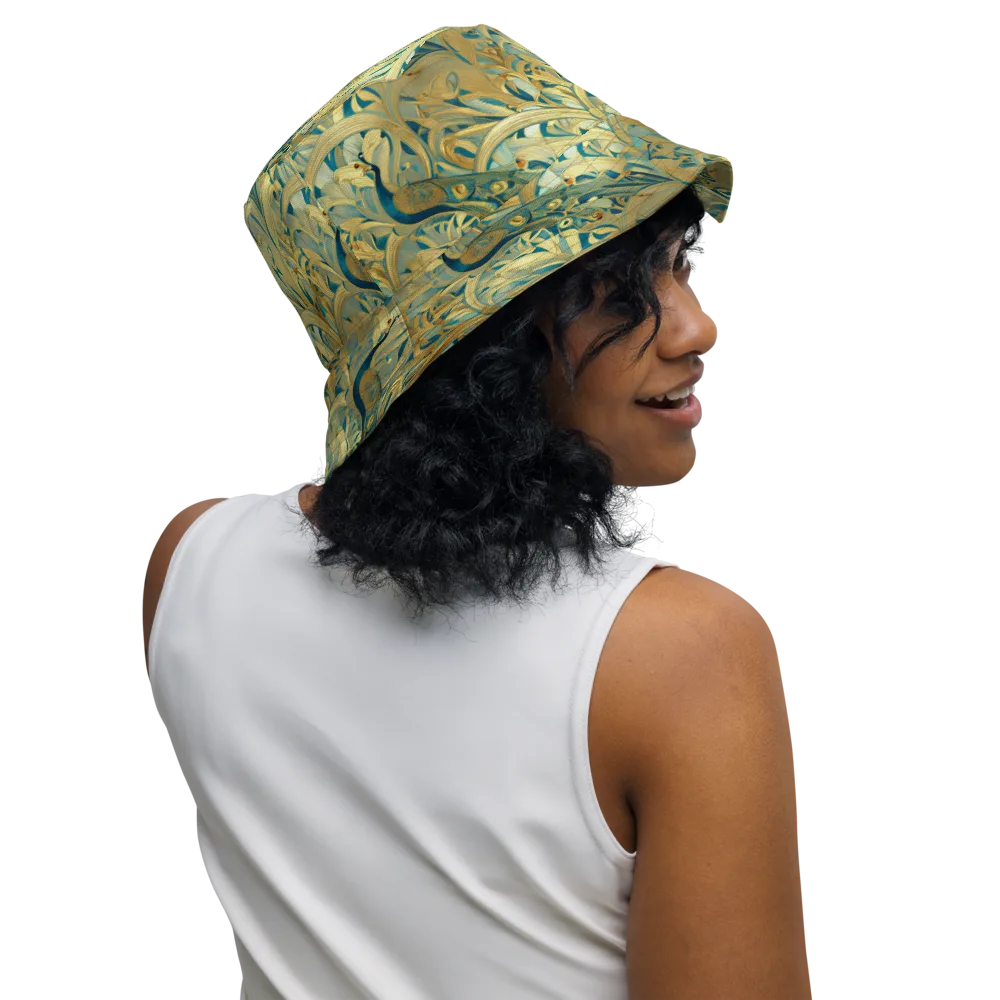 Peacock Verdure on Reversible Bucket Hat — Right Outside