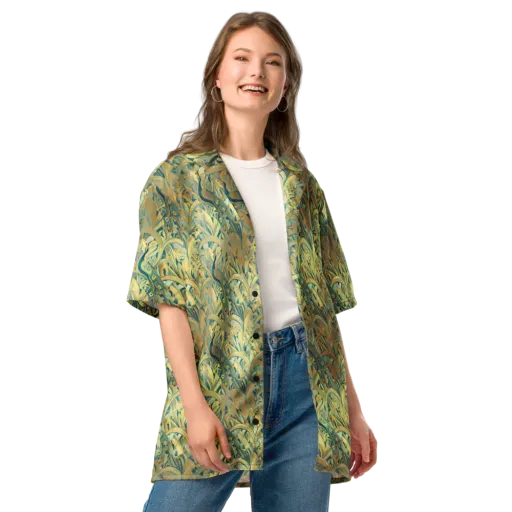 Peacock Verdure on a Button Shirt