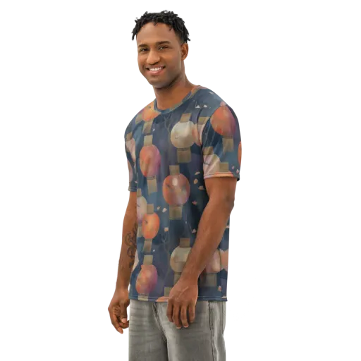 Lantern Reverie on a Men's Cotton Crew Neck T-Shirt