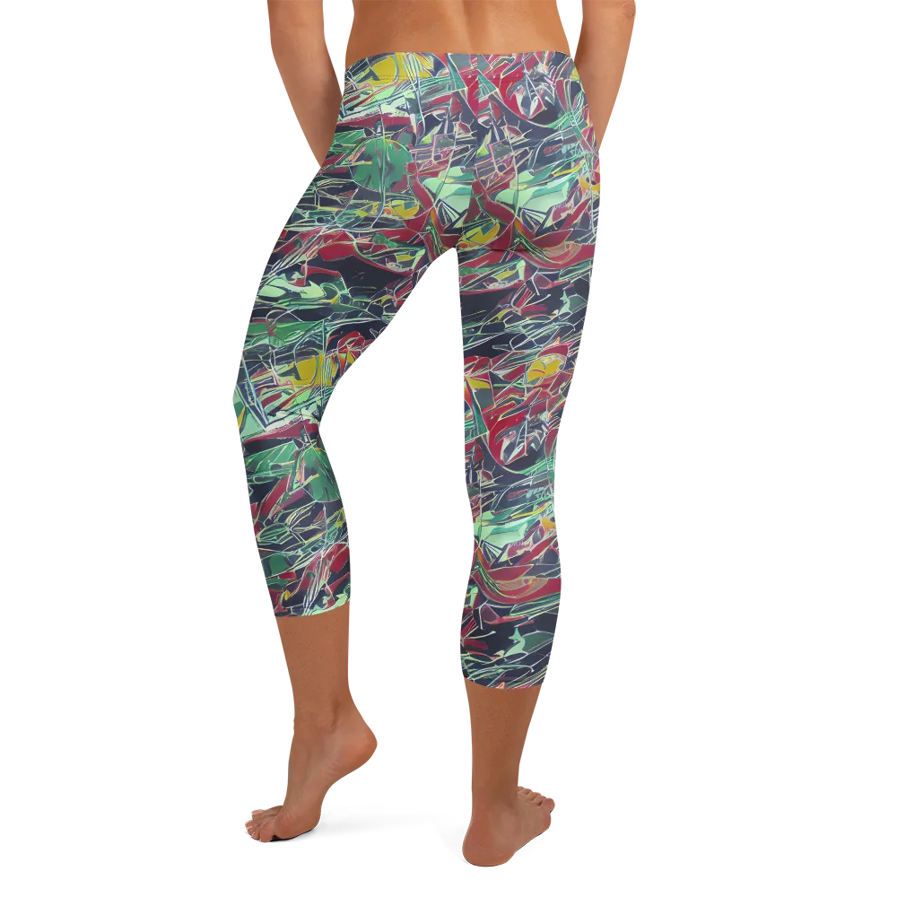 Midnight Mosaic on Capri Leggings — Back
