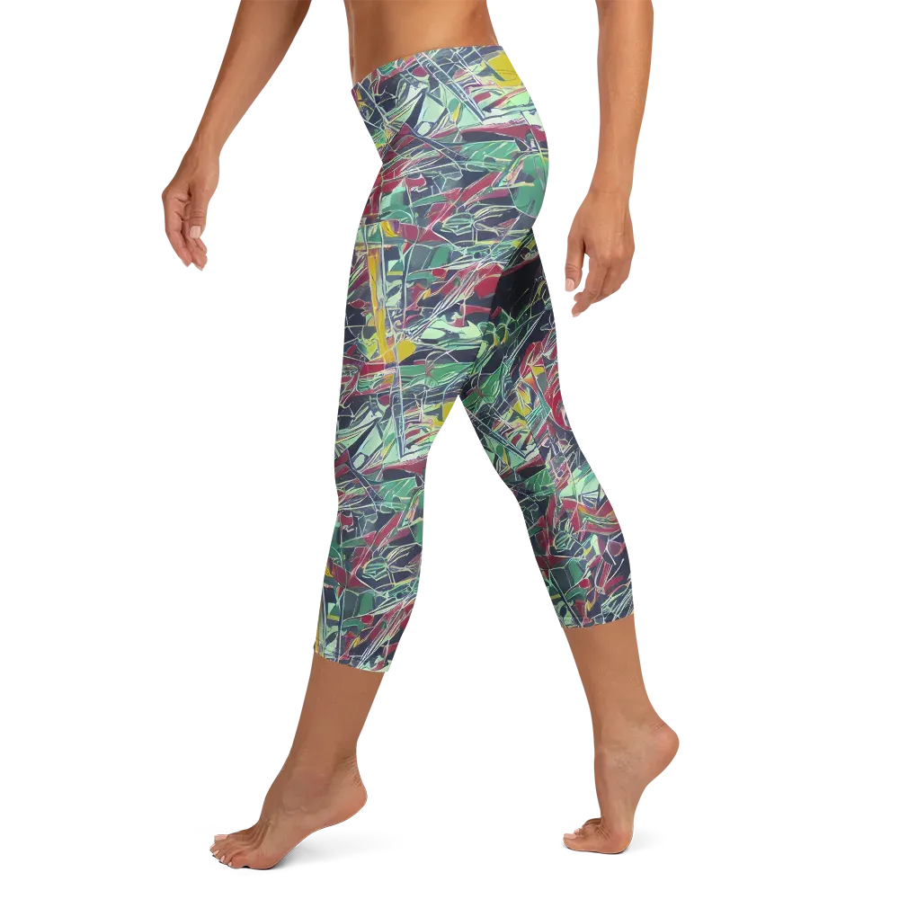 Midnight Mosaic on Capri Leggings — Left