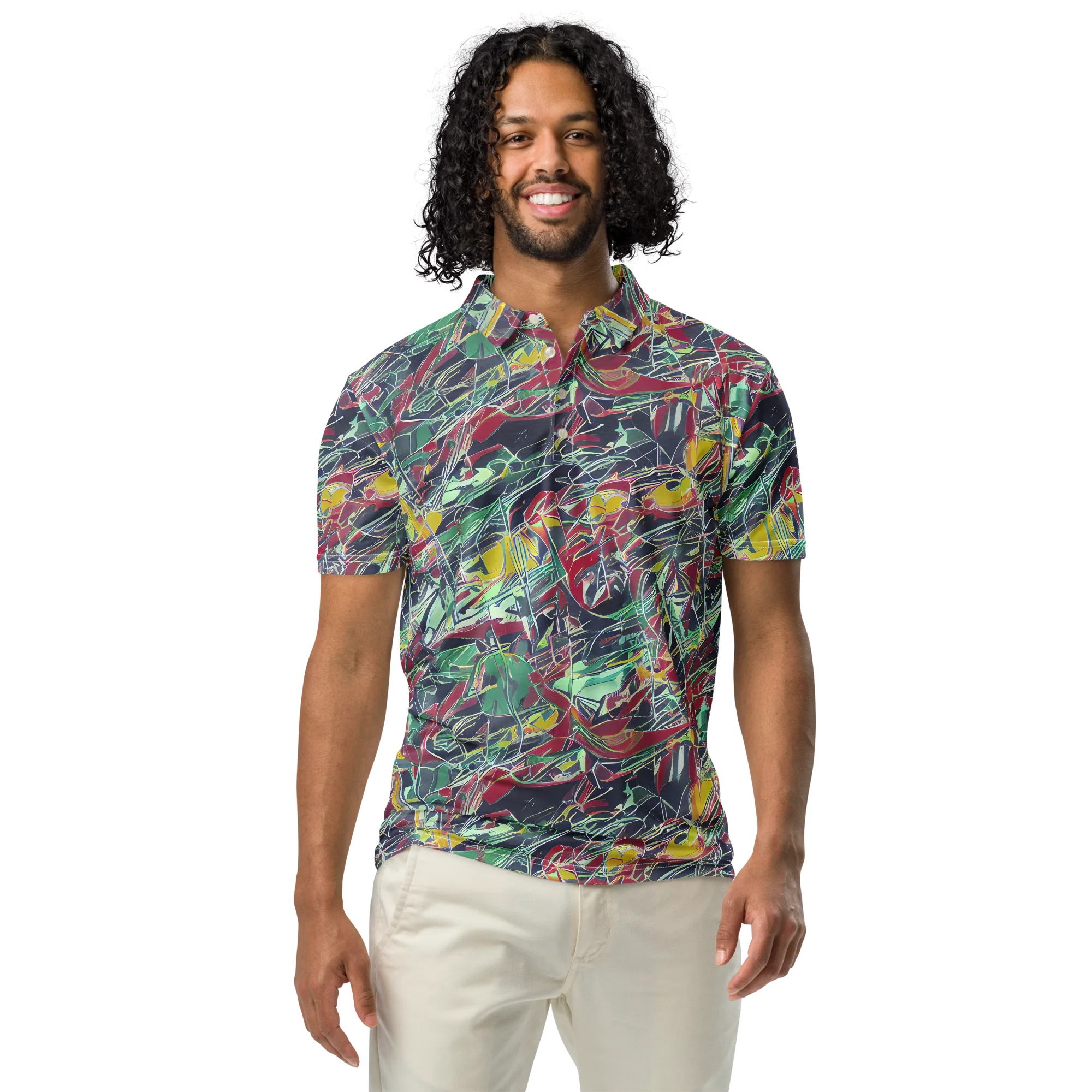 Midnight Mosaic on Men's Slim Fit Polo Shirt — Front