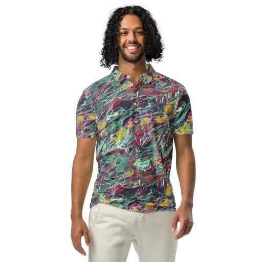 Midnight Mosaic on a Men's Slim Fit Polo Shirt