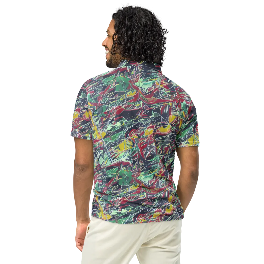 Midnight Mosaic on Men's Slim Fit Polo Shirt — Back