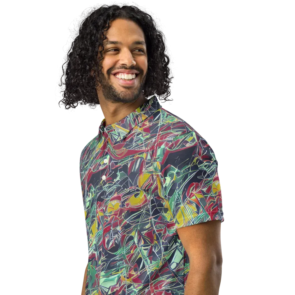 Midnight Mosaic on Men's Slim Fit Polo Shirt — Left Front