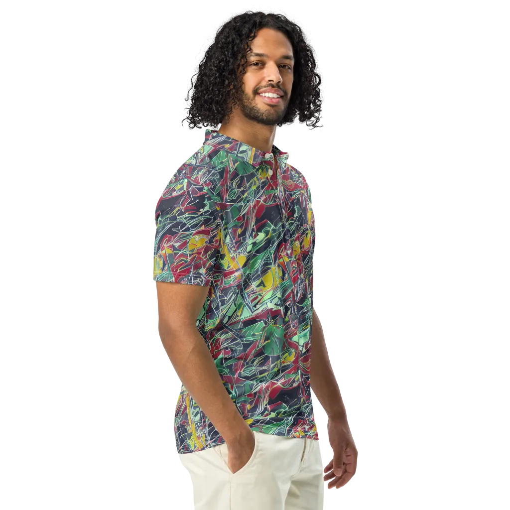 Midnight Mosaic on Men's Slim Fit Polo Shirt — Right Front