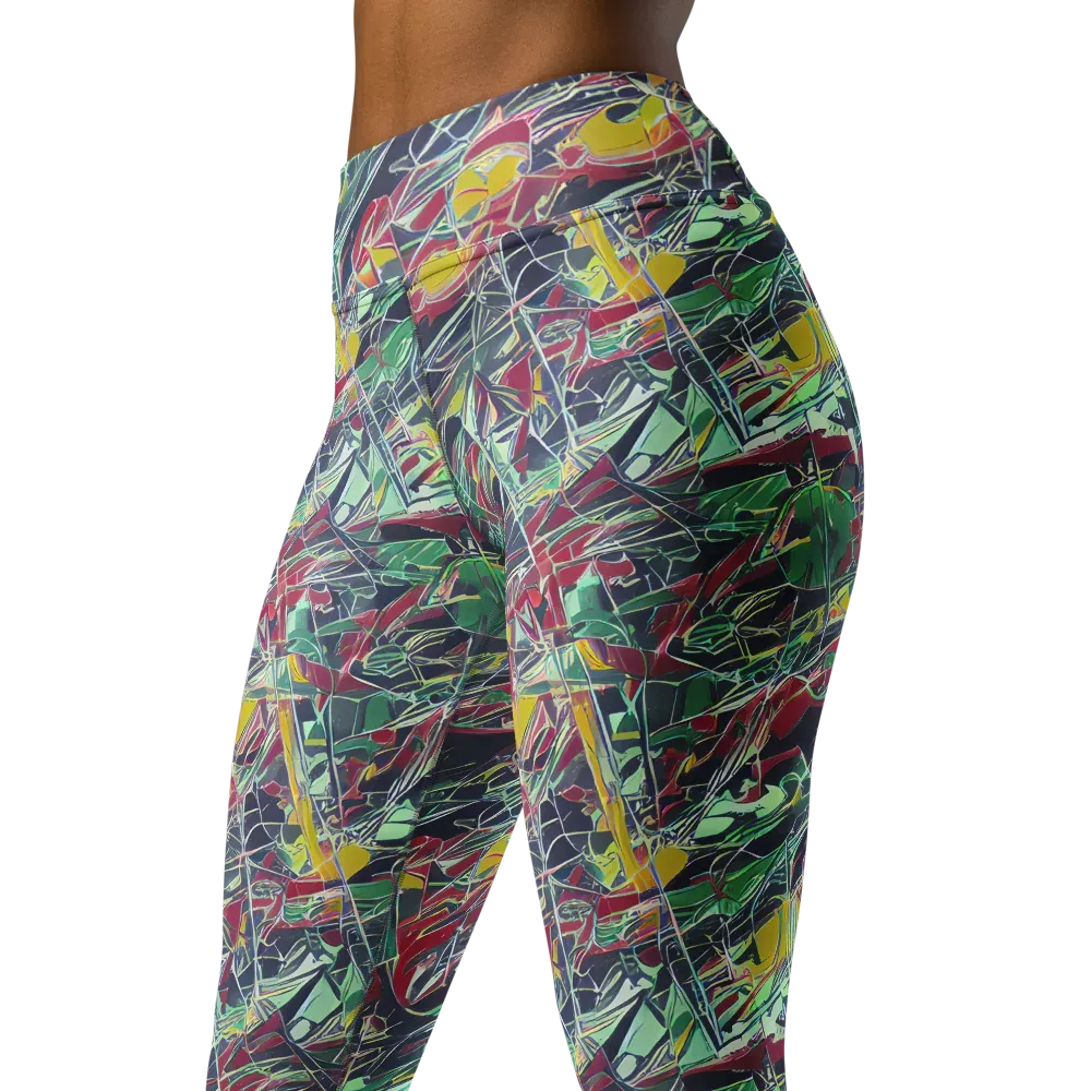 Midnight Mosaic on Yoga Leggings — Left Front