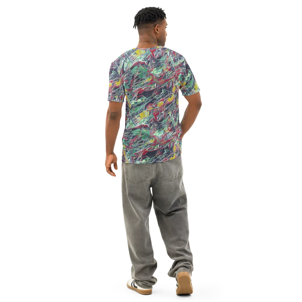 Midnight Mosaic on Men's Cotton Crew Neck T-Shirt — Back