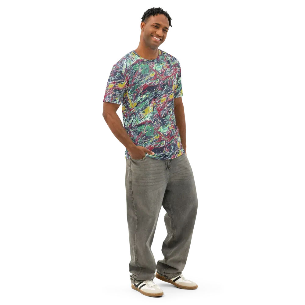 Midnight Mosaic on Men's Cotton Crew Neck T-Shirt — Right Front