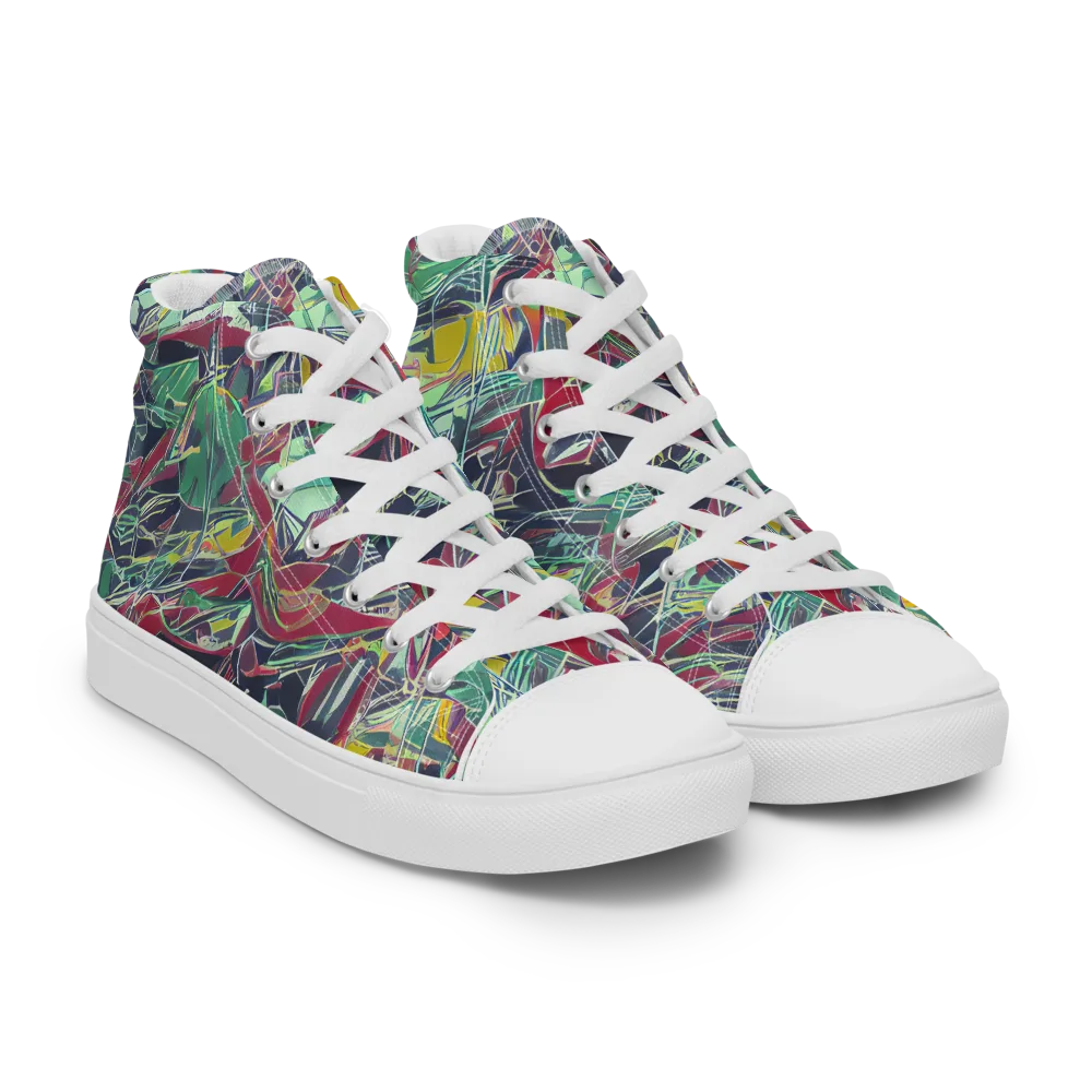 Midnight Mosaic on Men's High Top Canvas Shoes — Right Front