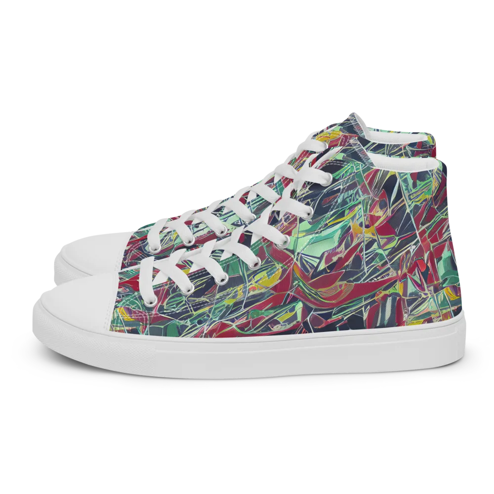 Midnight Mosaic on Men's High Top Canvas Shoes — Left