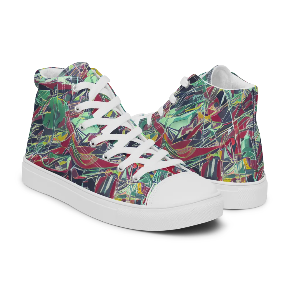 Midnight Mosaic on Men's High Top Canvas Shoes — Right