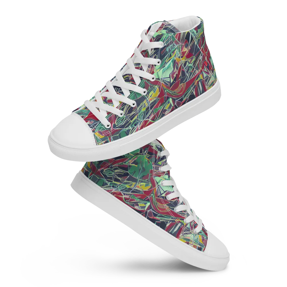 Midnight Mosaic on Men's High Top Canvas Shoes — Front