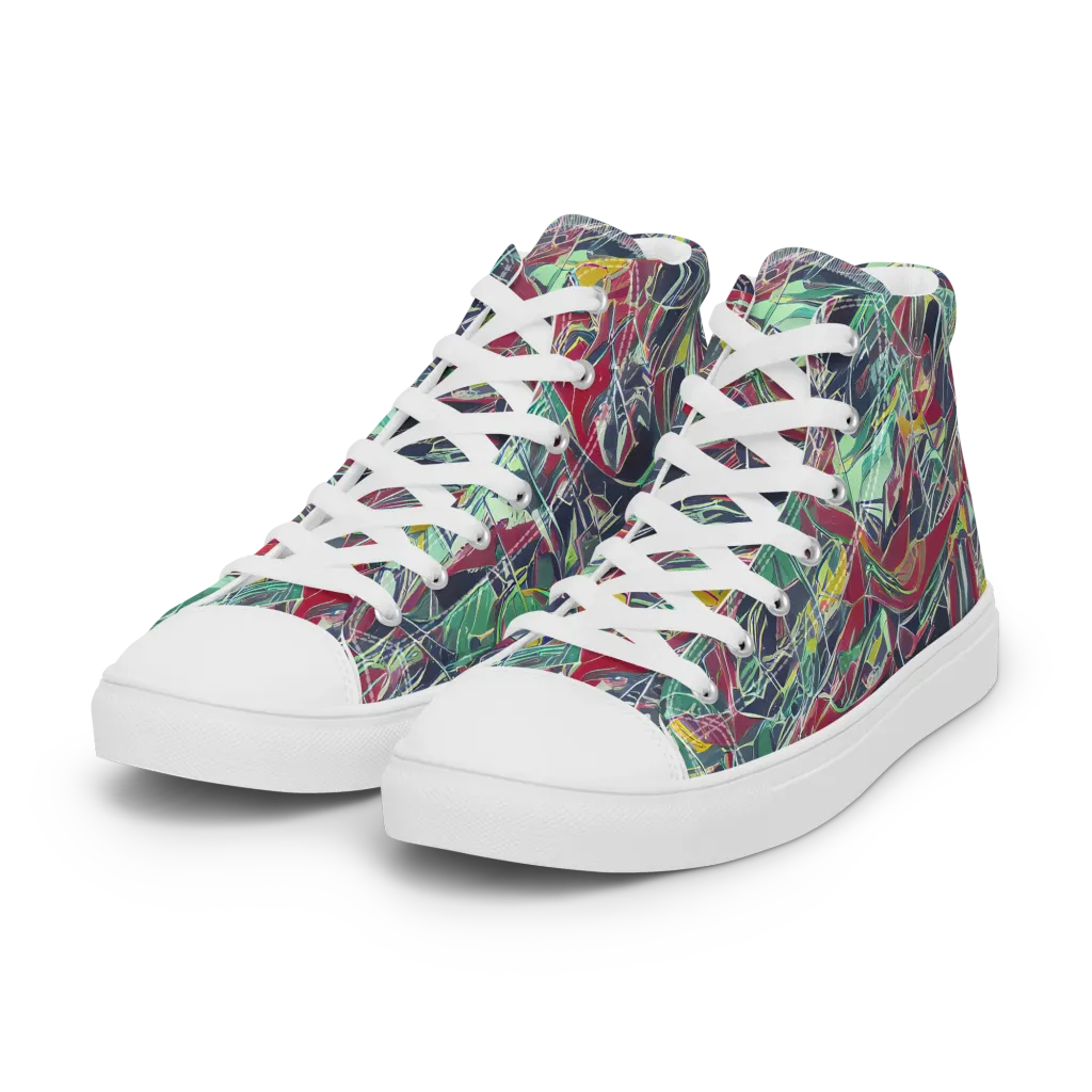 Midnight Mosaic on Women's High Top Canvas Shoes — Left Front