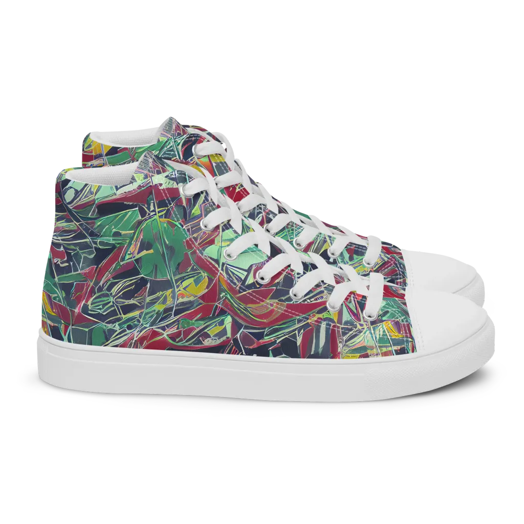 Midnight Mosaic on Women's High Top Canvas Shoes — Right