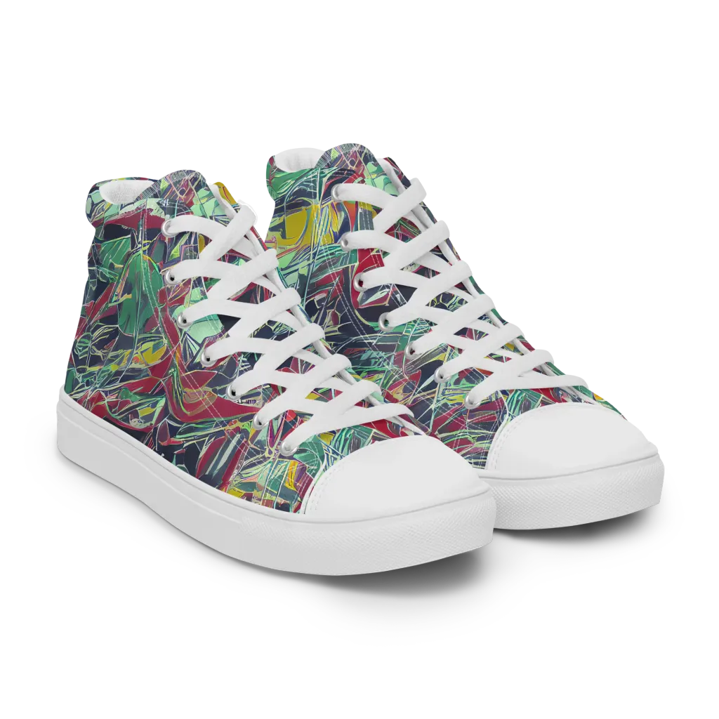 Midnight Mosaic on Women's High Top Canvas Shoes — Right Front