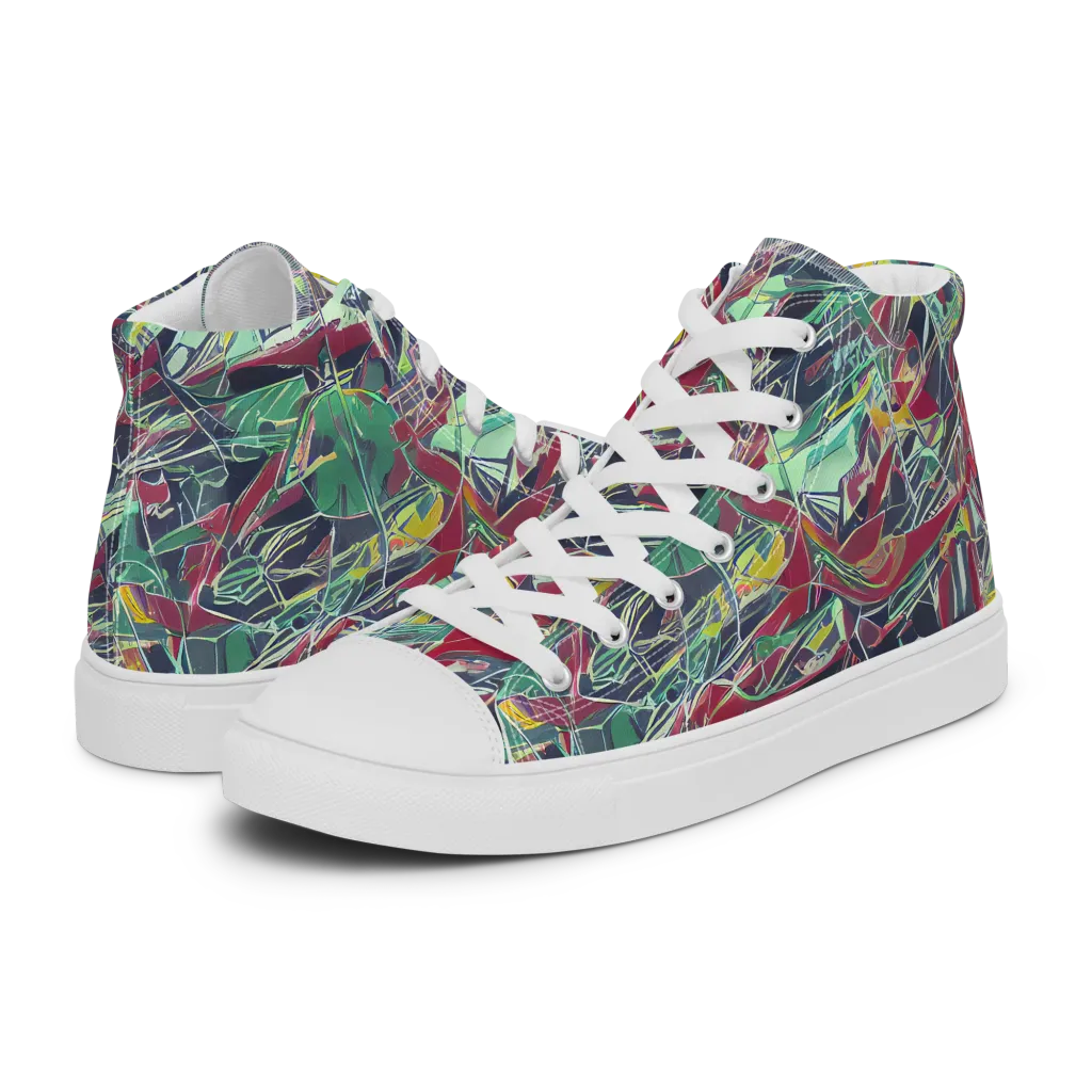 Midnight Mosaic on Women's High Top Canvas Shoes — Left