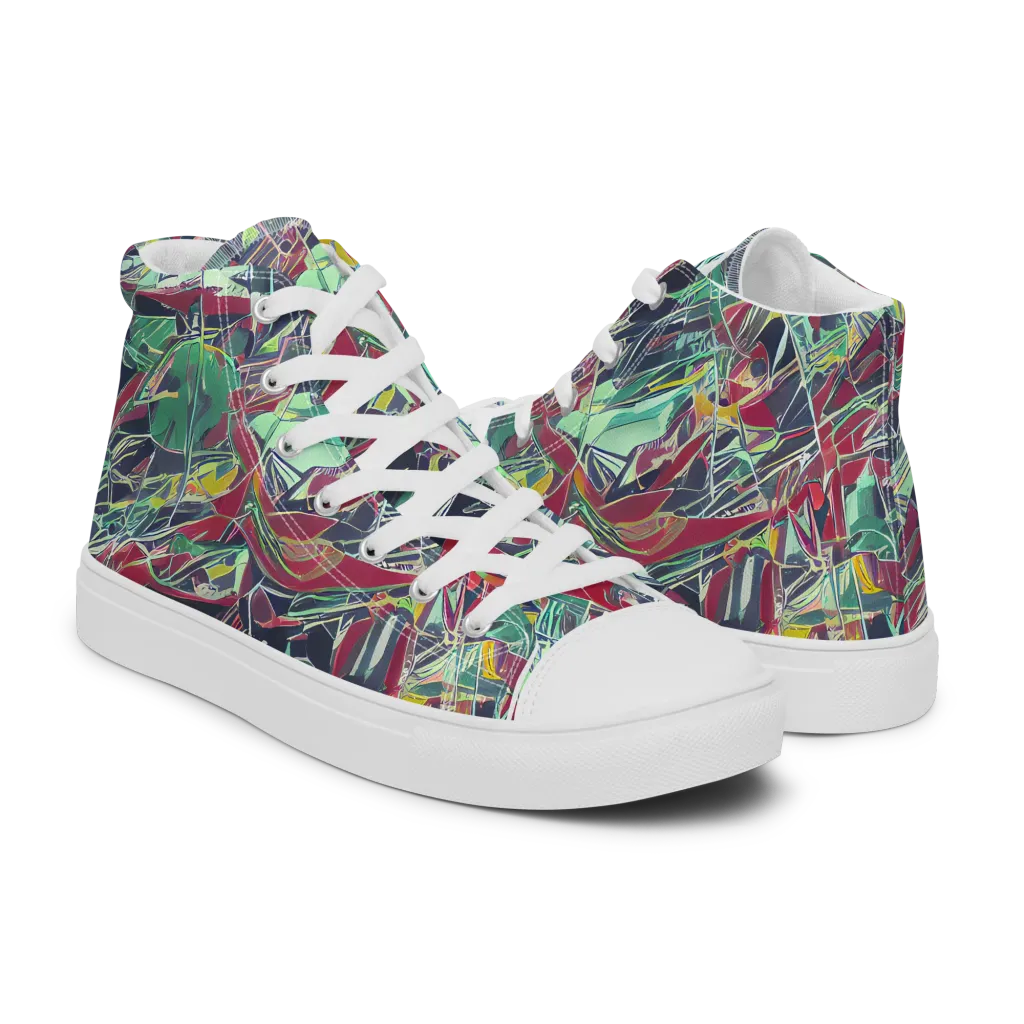 Midnight Mosaic on Women's High Top Canvas Shoes — Right