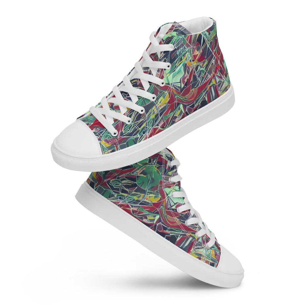 Midnight Mosaic on Women's High Top Canvas Shoes — Front