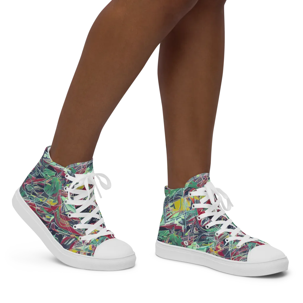 Midnight Mosaic on Women's High Top Canvas Shoes — Right