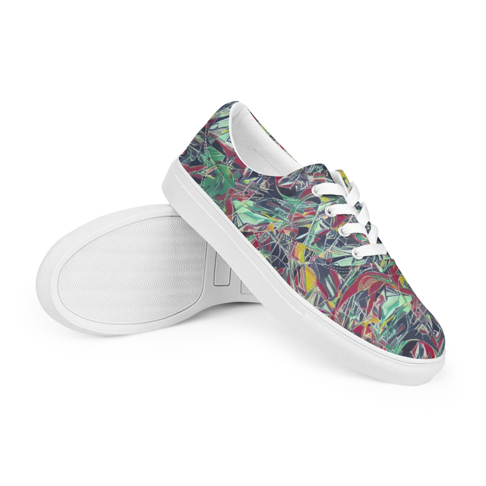 Midnight Mosaic on Men's Lace-Up Canvas Shoes — Right Front
