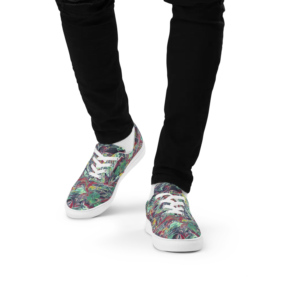 Midnight Mosaic on Men's Lace-Up Canvas Shoes — Front