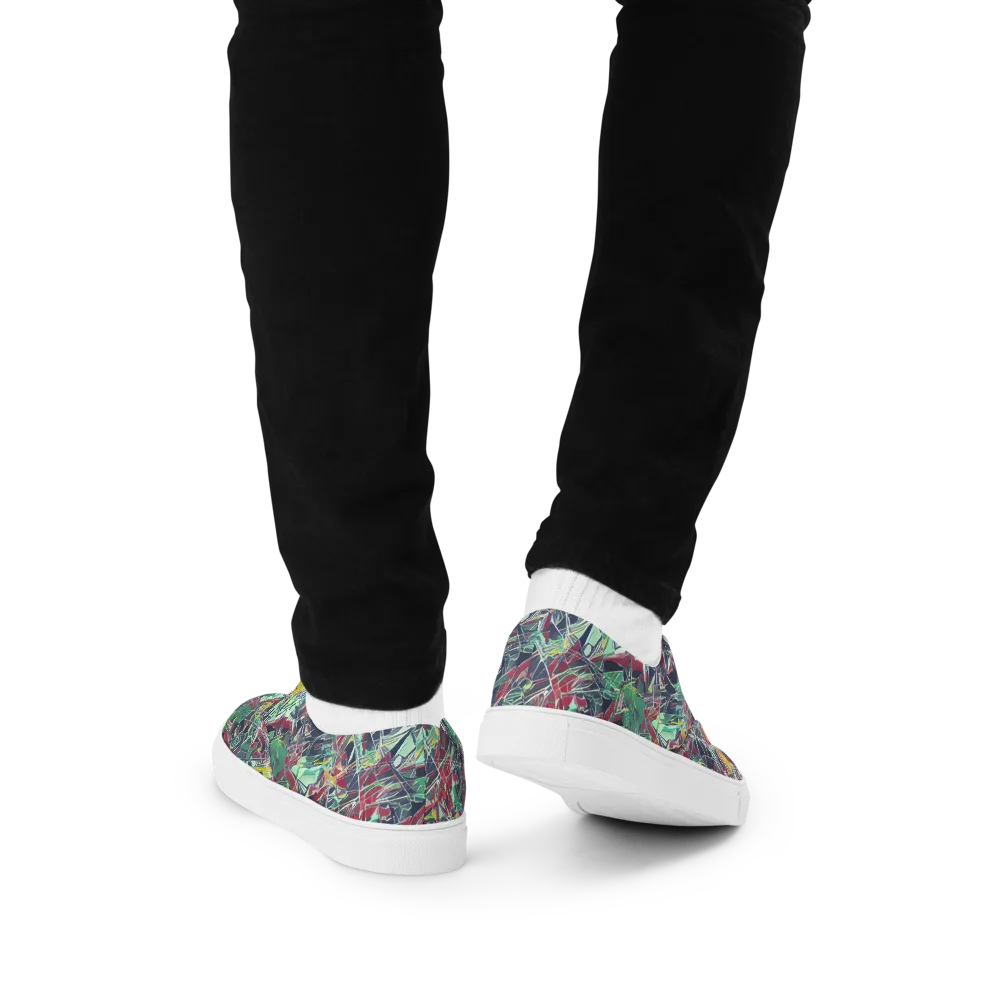 Midnight Mosaic on Men's Lace-Up Canvas Shoes — Back